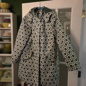 Stylish Green Geometric Women's Coat